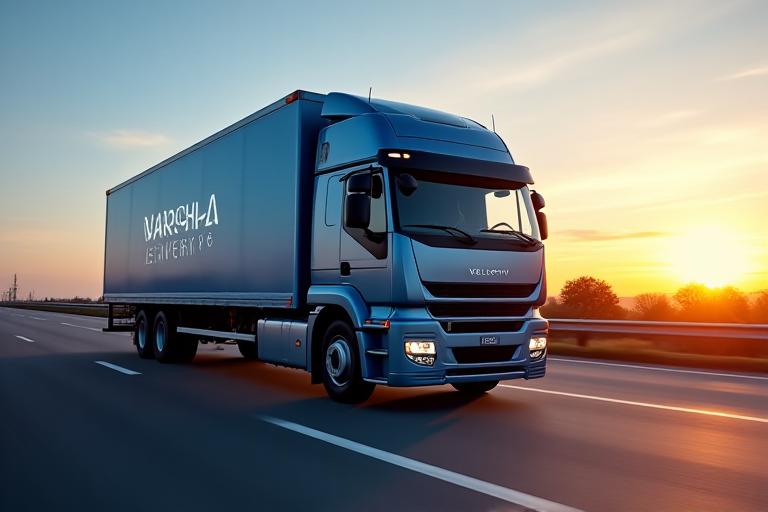 आधुनिक डिलीवरी ट्रक तेजी से शिपमेंट पहुँचा रहा है